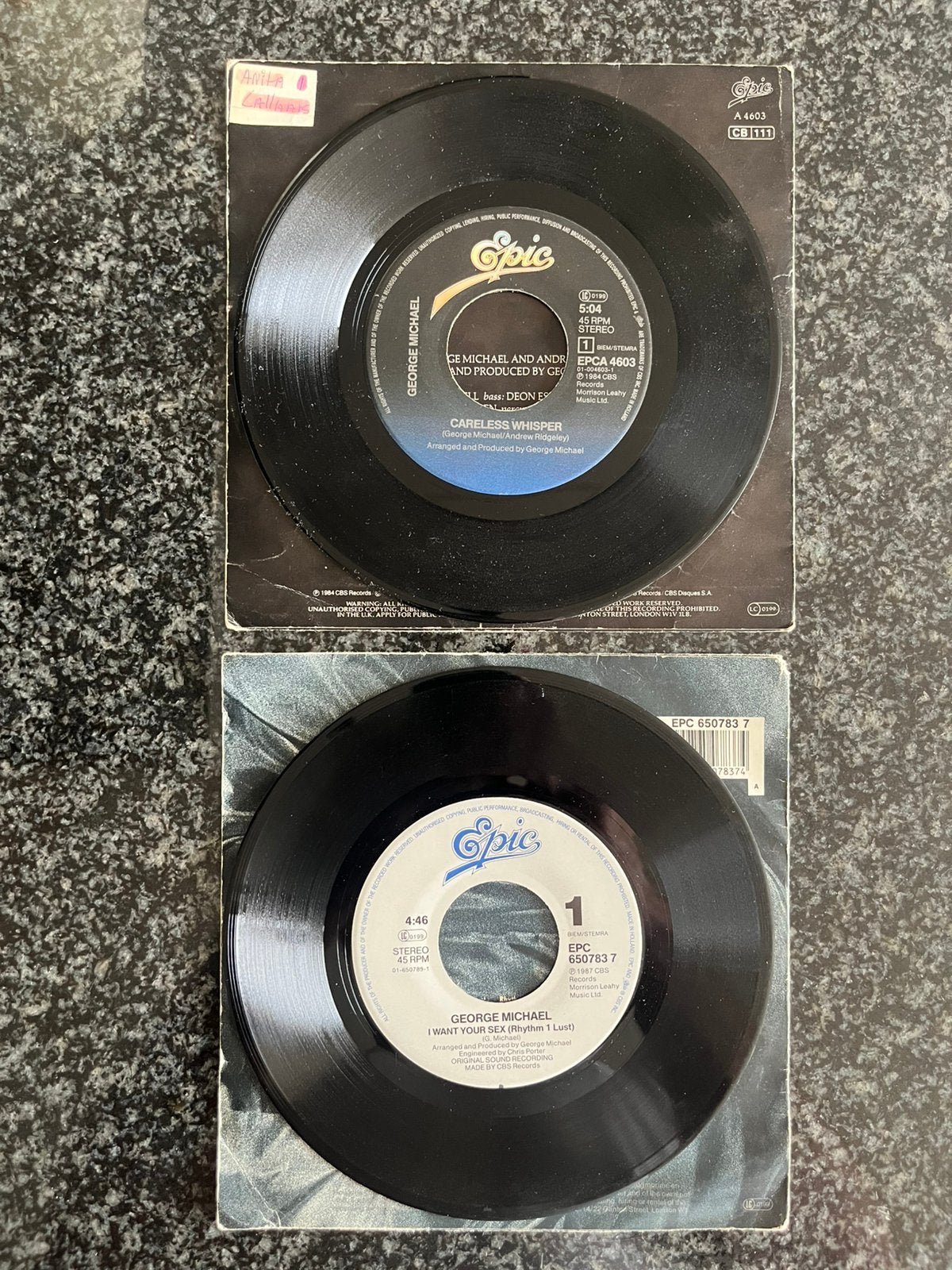 Set van 2 originele vinyl single EP’s van George Michael:, Cd's en Dvd's, Gebruikt, Pop, 7 inch, Ophalen of Verzenden