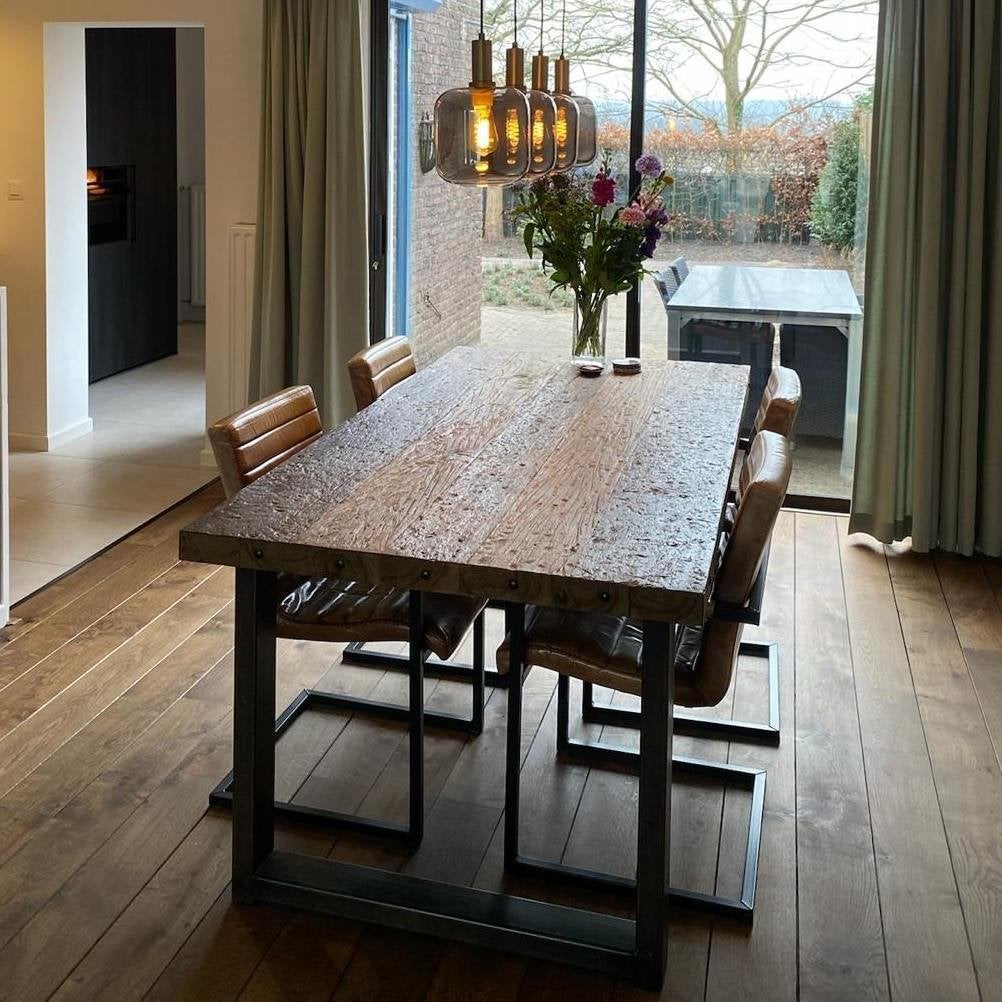 Industriële/landelijke eettafel, Ophalen, Gebruikt, 200 cm of meer, 50 tot 100 cm