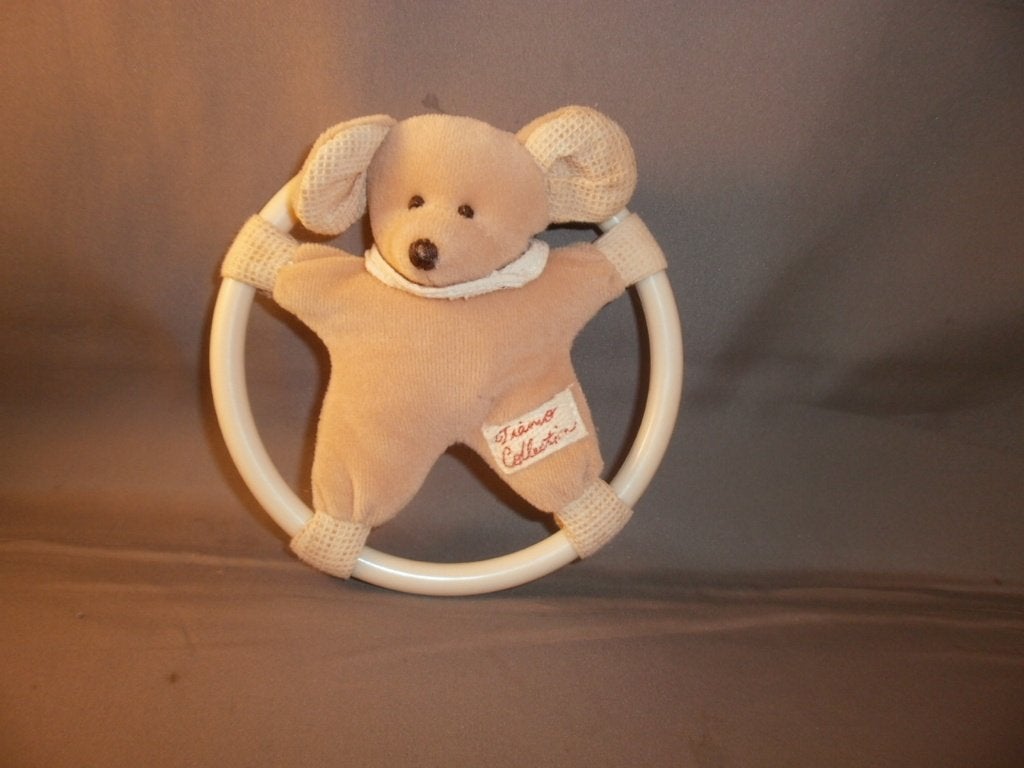 Tiamo muis rammelaar velours geruite oren /kraag harde ring, Kinderen en Baby's, Speelgoed | Knuffels en Pluche, Muis, Ophalen of Verzenden