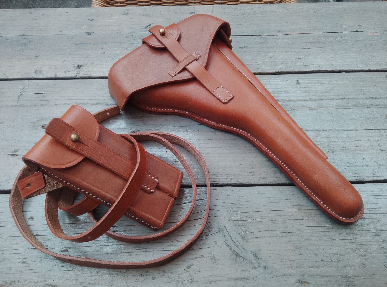 Holster en magazijntas P08 Artillerie luger, Ophalen of Verzenden, Landmacht, Duitsland, Mes of Dolk