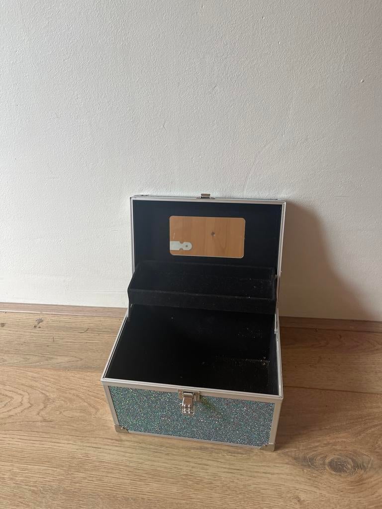 Glitter Make-up Box met Spiegel en Slot, Overige kleuren, Ophalen of Verzenden, Zo goed als nieuw, Met slot
