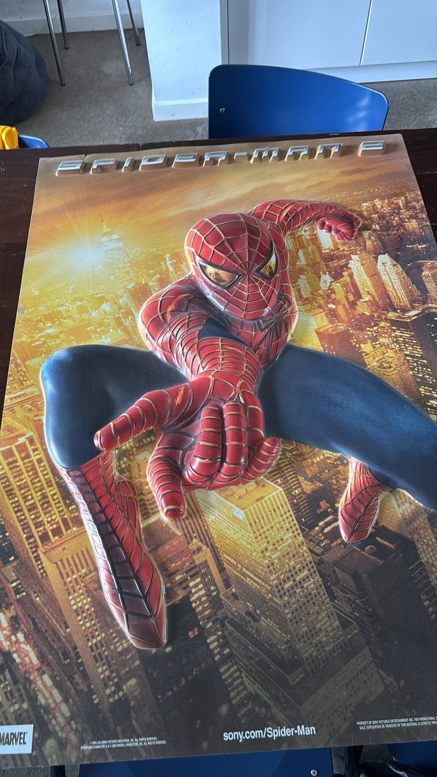 Poster 3D Marvel Spiderman 2 original 2004 filmposter, Ophalen, Zo goed als nieuw, A1 t/m A3, Film en Tv