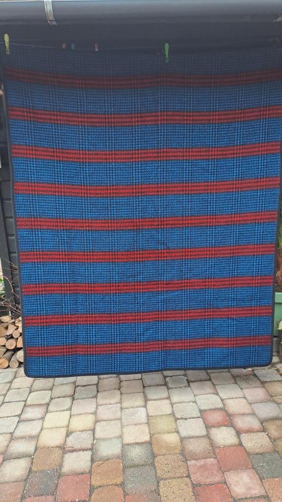 Mooie vintage Didas deken blauw rood, Gebruikt, Ophalen of Verzenden, N.v.t, N.v.t