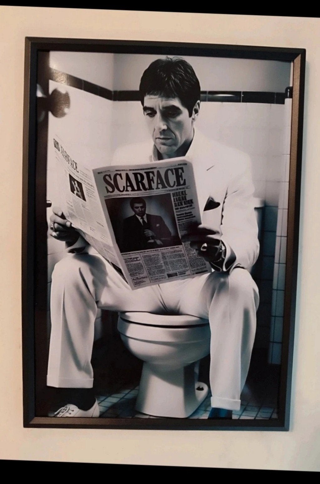 Scarface Toilet Art - Nieuw in lijst (21x30 cm), Huis en Inrichting, Woonaccessoires | Schilderijen, Tekeningen en Foto's, Ophalen of Verzenden