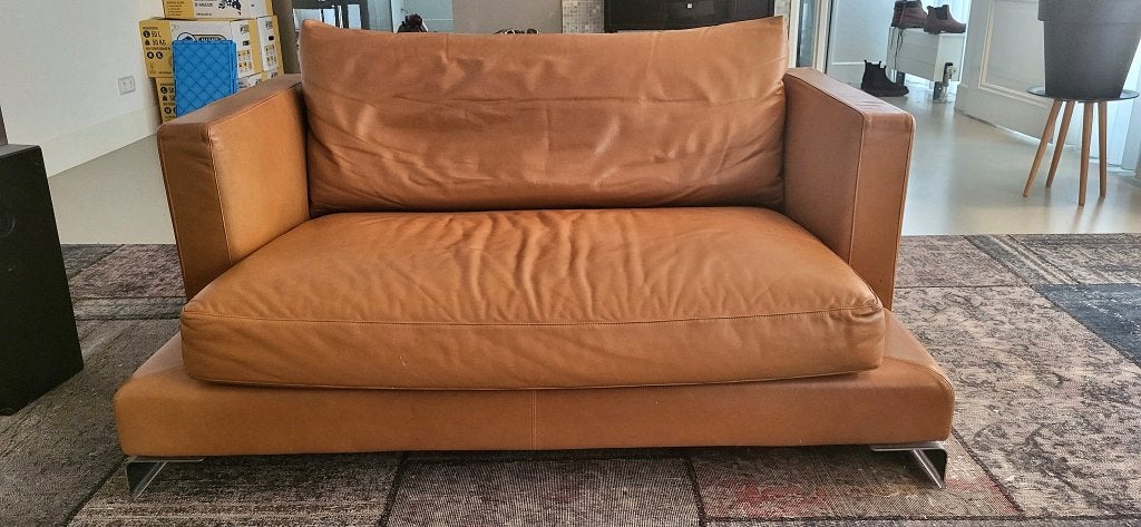 Flexform Long Island 05 leren loveseat cognac 150 cm, Gebruikt, 150 tot 200 cm, Tweepersoons, Ophalen of Verzenden
