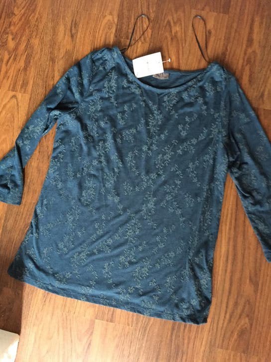 shirt longsleeve turquois top bloem print S Yessica C&A top, Blauw, Nieuw, Ophalen of Verzenden, Lange mouw