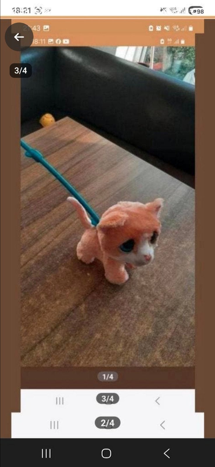 Schattige speelgoed hond met riem, Oranje, Gebruikt, Met kleding of accessoire, Hond