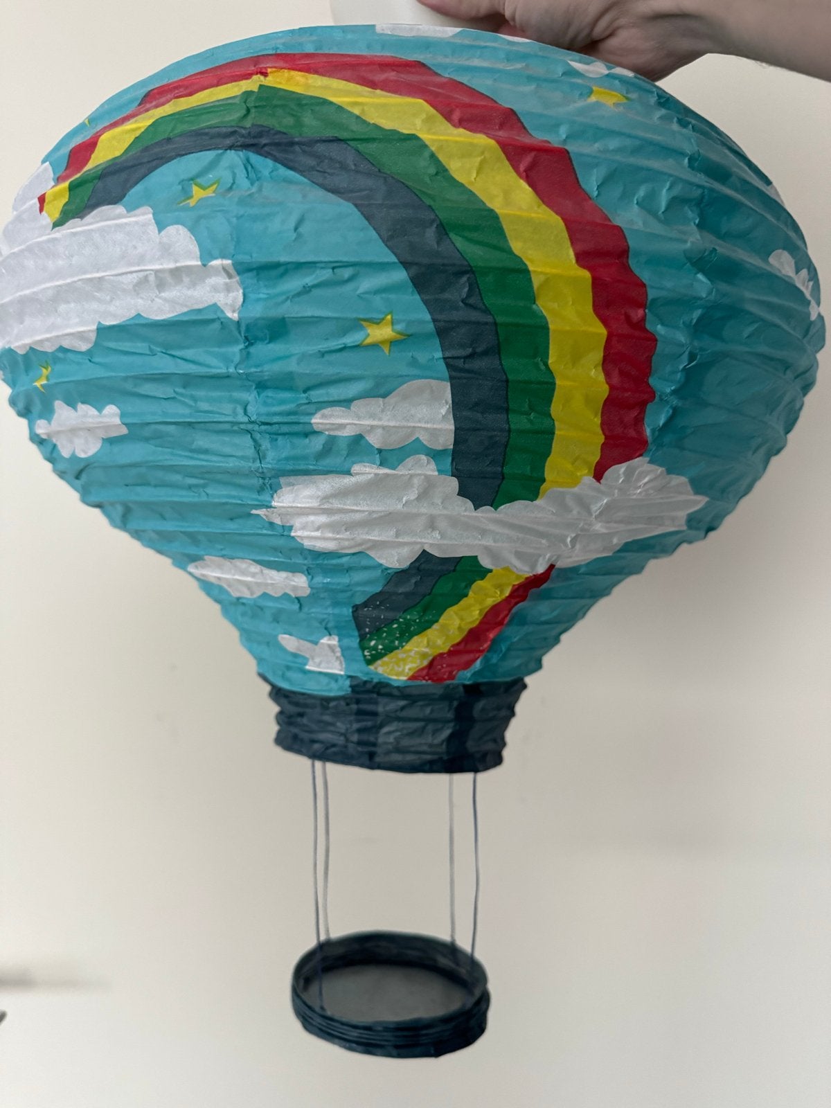 Luchtballon lamp met regenboog en wolken, Meerkleurig, Ophalen of Verzenden, Zo goed als nieuw, Overige materialen