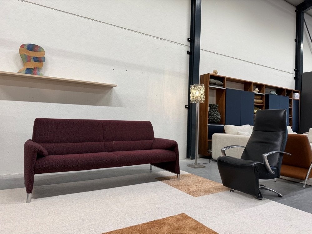 Nieuwstaat Leolux Felizia 3 Zits Bank Andes stof zwart rood, Leolux, Info@leolux.nl, Minder dan 75 cm, Driepersoons