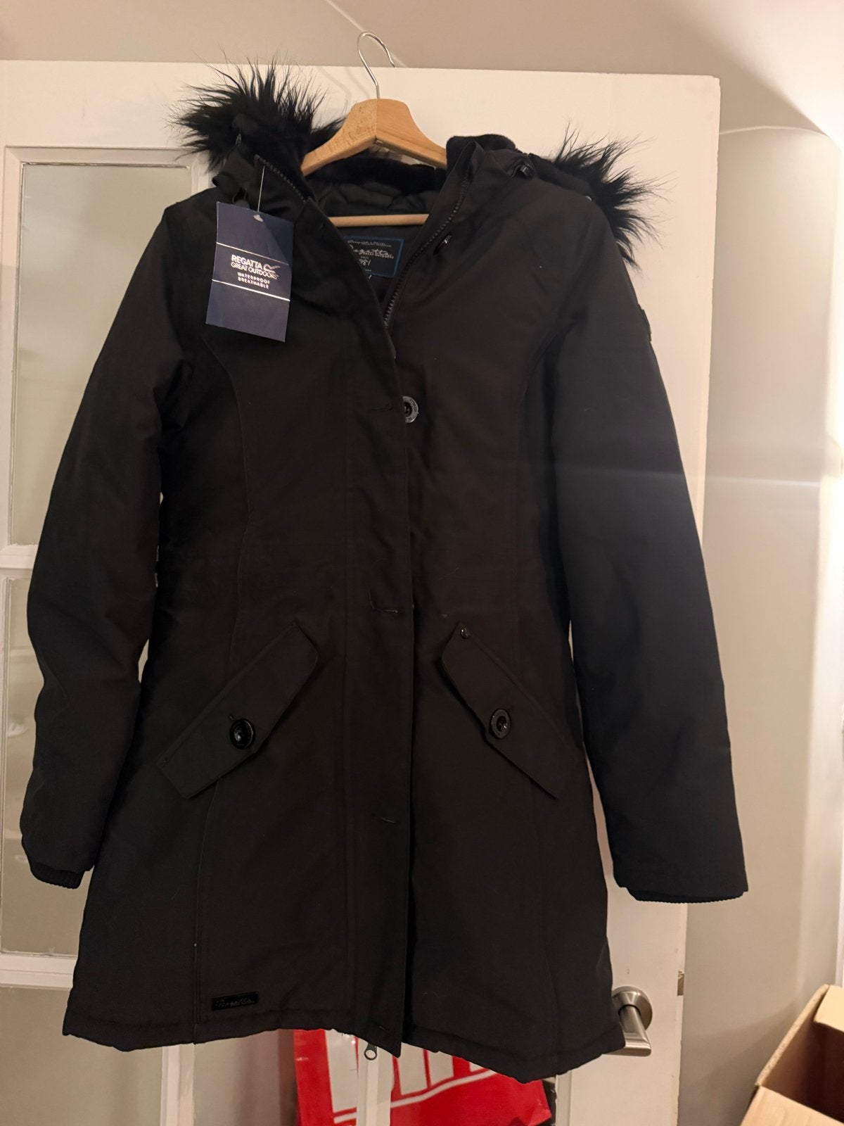 Regatta Saffira Zwarte Winterjas met Bontkraag, Verzenden, Nieuw, Maat 34 (XS) of kleiner, Zwart