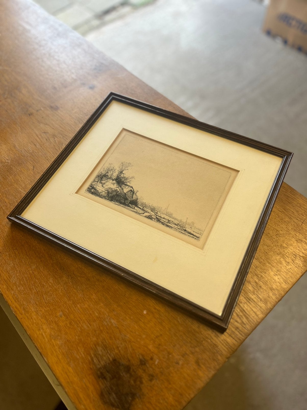 Rembrandt ets Boerderij aan een vaart Amand Durand, Antiek en Kunst, Ophalen of Verzenden