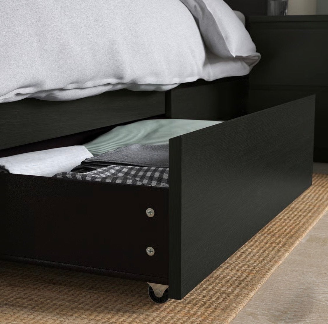 1 IKEA MALM Bedlade - Praktische Opbergruimte onder Bed, Ophalen, Zwart, Nieuw, 190 cm of minder