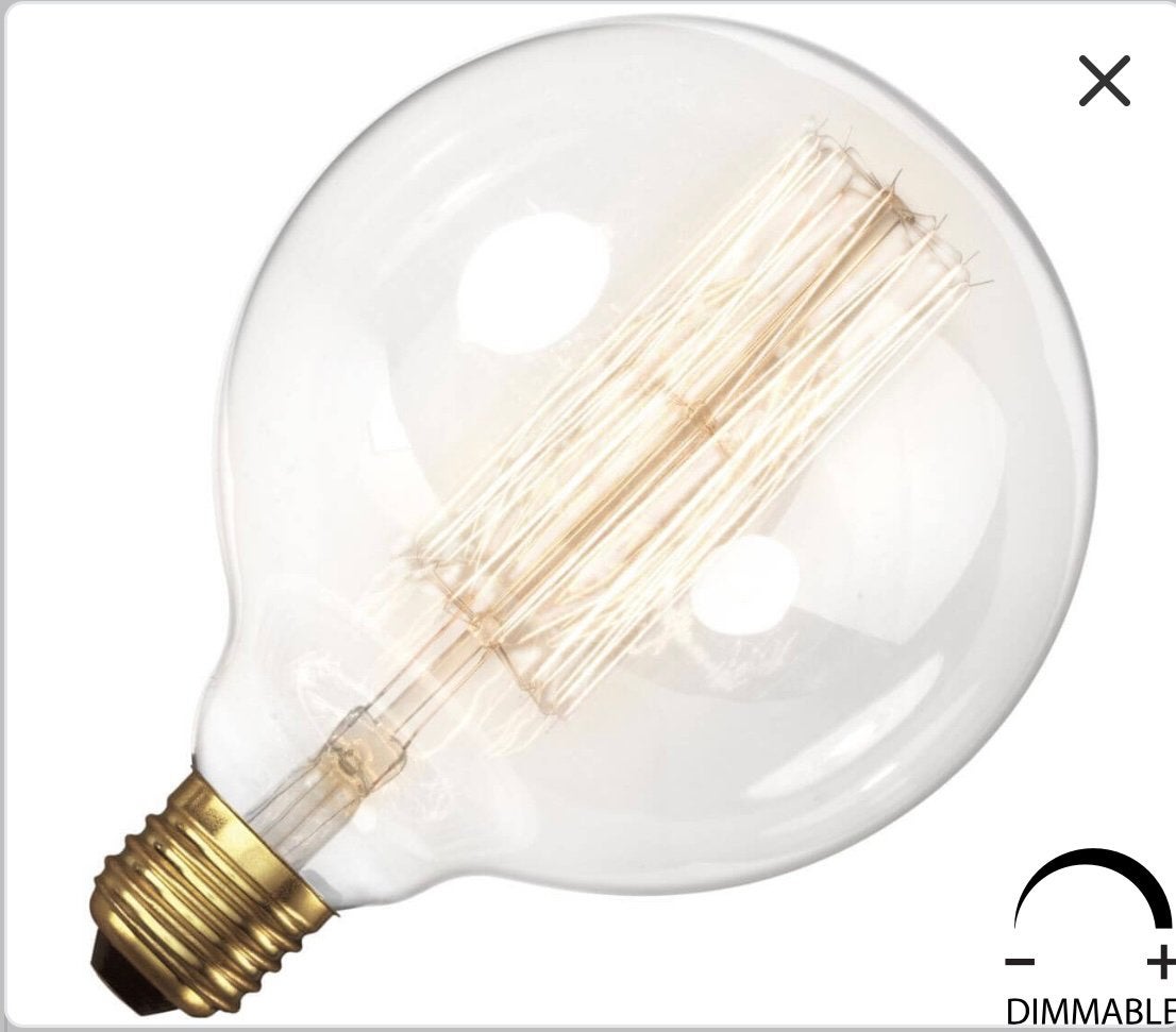 Kooldraadlamp Globelamp | Grote fitting E27 | 60W 125mm, Huis en Inrichting, Lampen | Losse lampen, Gloeilamp, 60 watt of meer