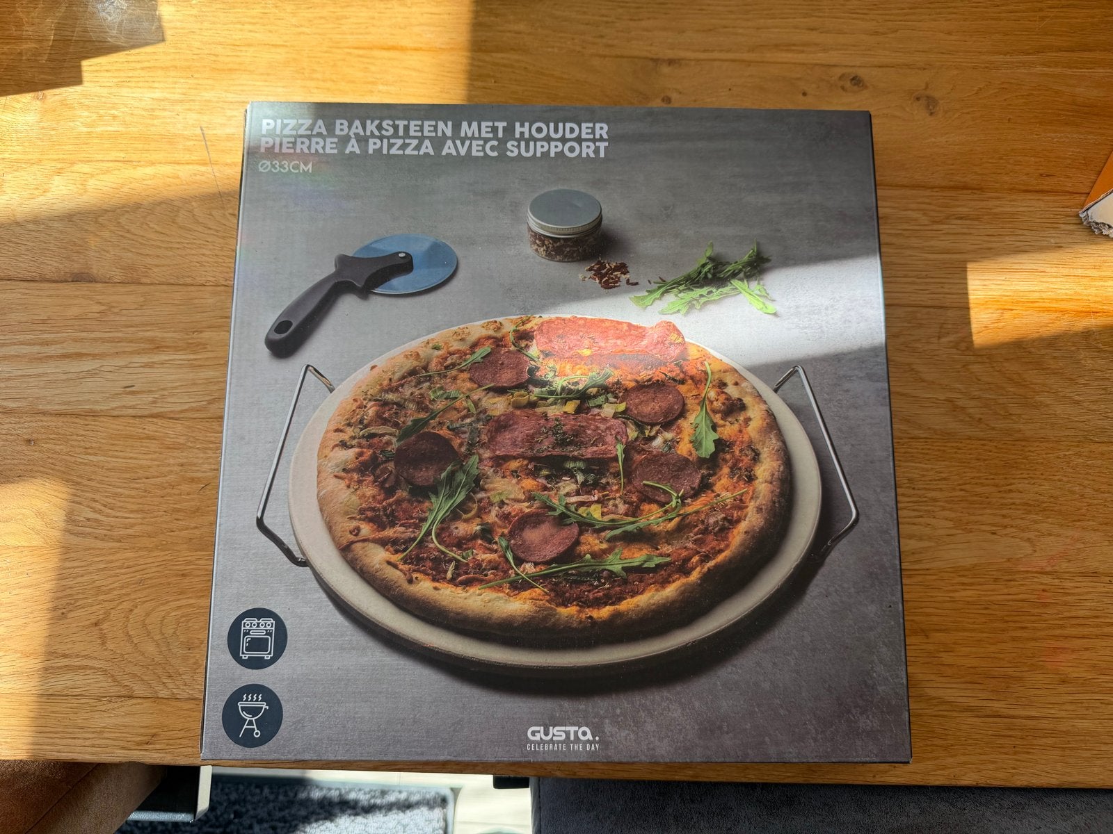 Gusto Pizza Baksteen met Houder Ø33cm, Ophalen, Nieuw