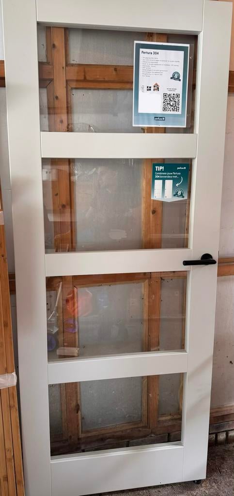 Binnendeur met glas – nieuw, Ophalen, 80 tot 100 cm, Binnendeur, Nieuw