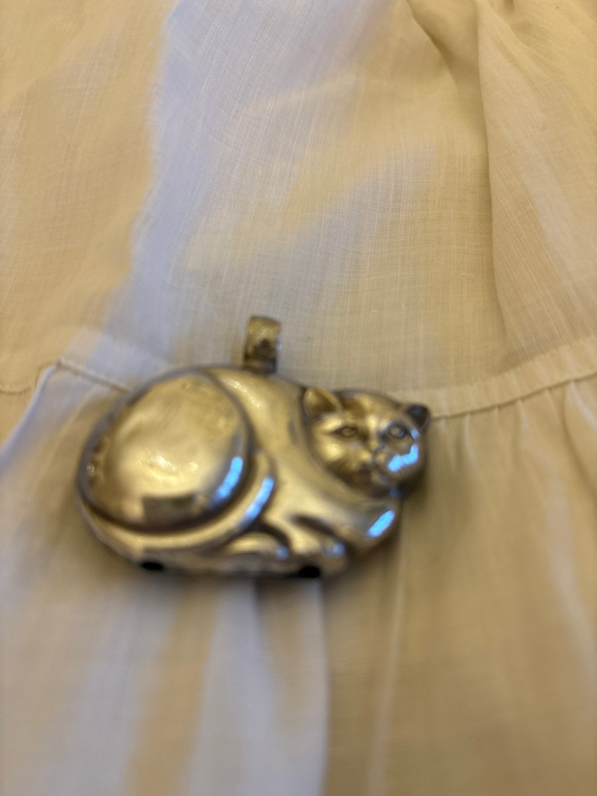 Zilveren Kat Hanger -rammelaar, Antiek en Kunst, Ophalen of Verzenden