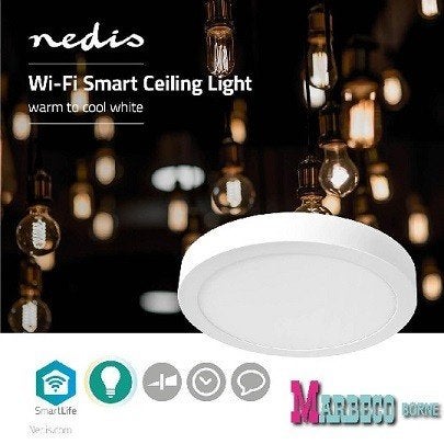 SmartLife Wi-Fi Plafonnière, LED lamp, ø 30cm warm/ koel wit, Nieuw, Overige fittingen, Info@marbeco.nl, Nedis SmartLife