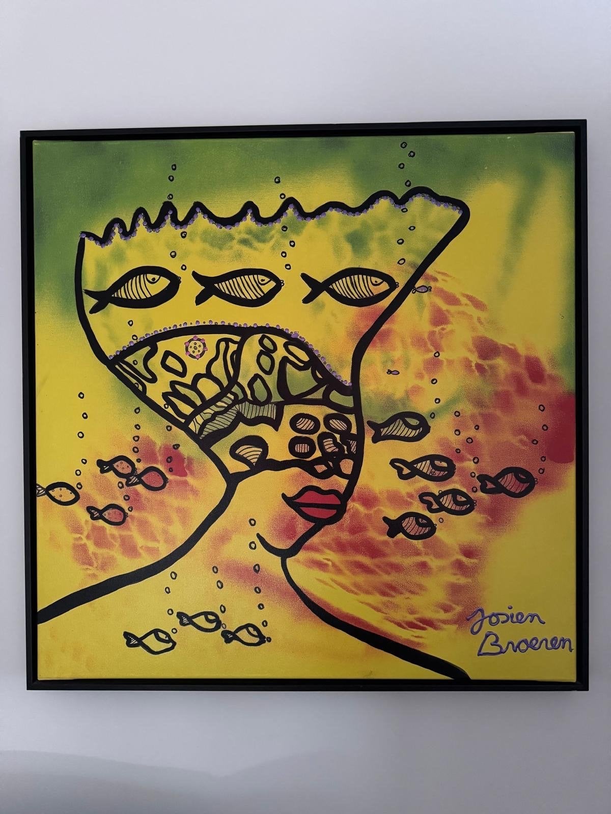 Uniek schilderij 83x83 Josien Broeren - Thoughts of the sea, Antiek en Kunst, Ophalen
