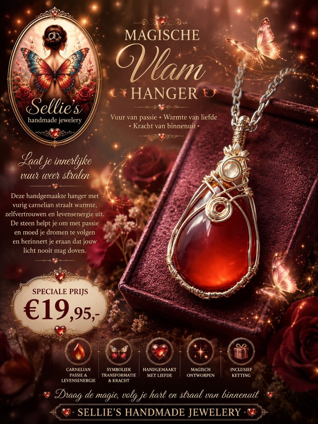 🦋 Sellie's handmade jewelery 🦋, Sieraden, Tassen en Uiterlijk, Kettingen, Verstelbaar, Nieuw, Ophalen of Verzenden, Steen of Mineraal