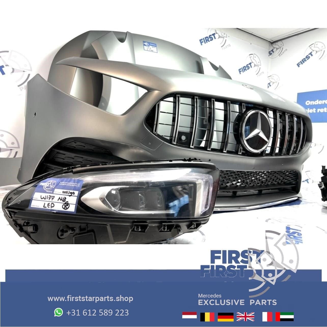 W177 AMG LINE VOORKOP A Klasse 2018-2022 MAT GRIJS ORIGINEEL, Auto-onderdelen, Gebruikt, -, Voor, Ophalen of Verzenden