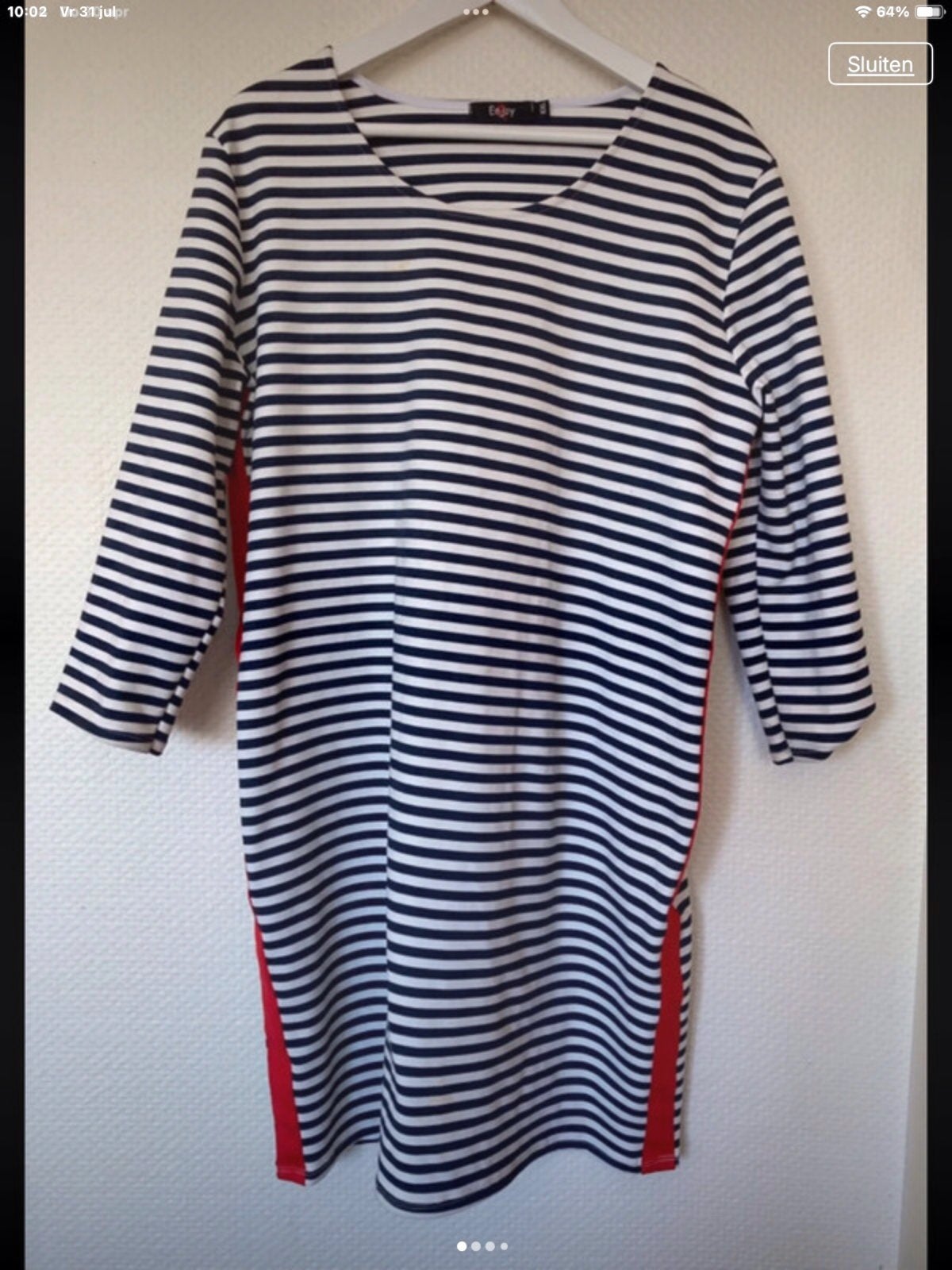 Enjoy Bretons Gestreept Blauw Witte Tricot Jurk Maat XXL, Maat 46/48 (XL) of groter, Zo goed als nieuw, Knielengte, Verzenden