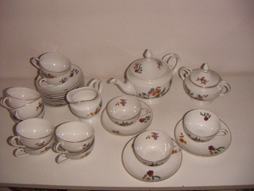 Compleet art deco porselein theeservies jr.1920-1930, Epiag., Ophalen of Verzenden