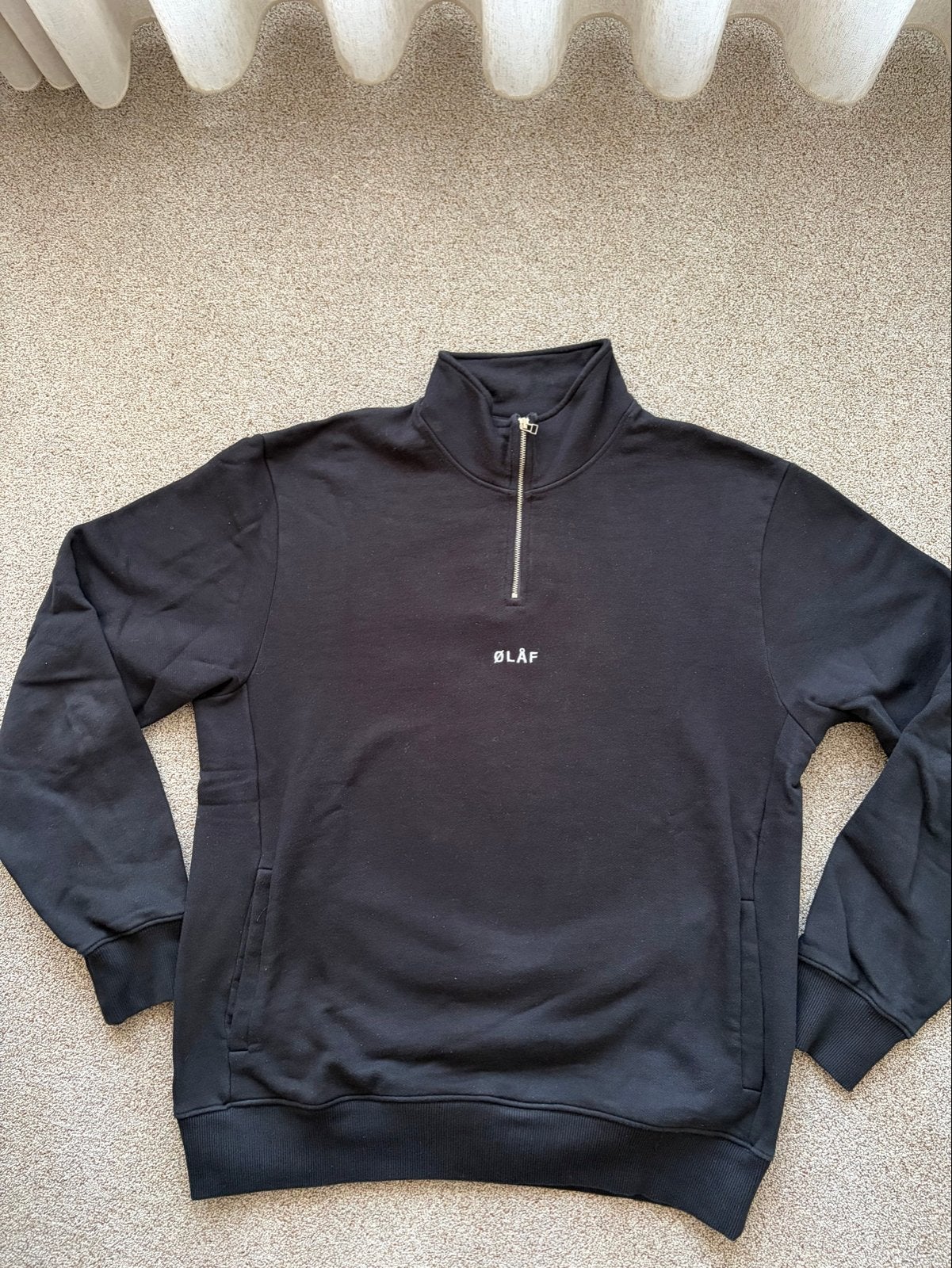 Ølåf Heren Quarterzip Sweater Zwart Maat L, Verzenden, Gedragen, Maat 52/54 (L), Zwart