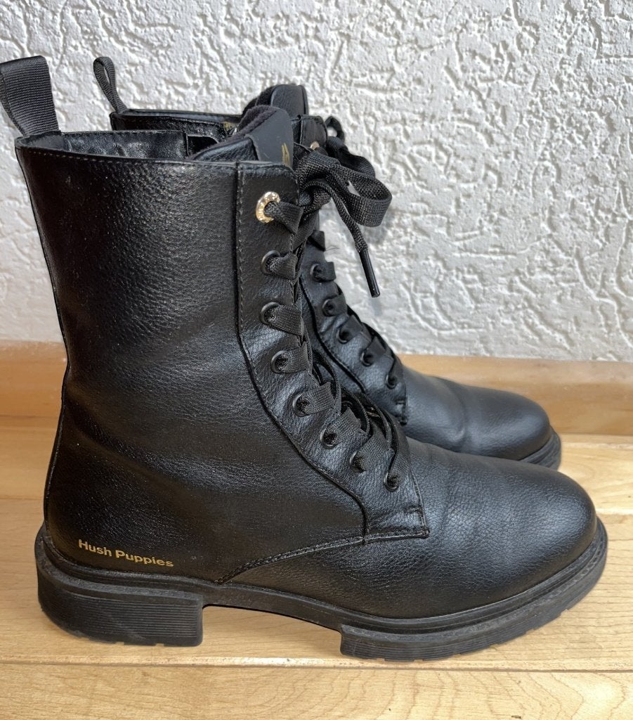 Hush Puppies veter laarzen maat 42 boots zwart kunstleer, Zwart, Lage of Enkellaarzen, Ophalen of Verzenden, Zo goed als nieuw