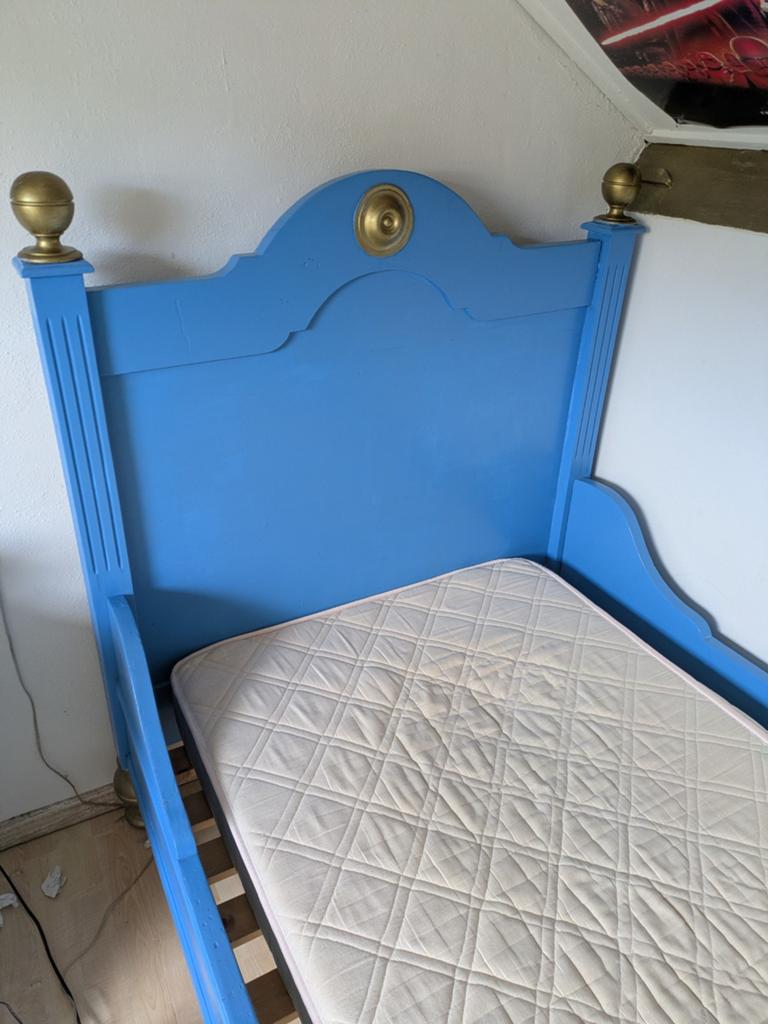 Kinderbed 190x105cm - Ikea blauw, Kinderen en Baby's, Ophalen, 85 tot 100 cm, Gebruikt, Matras