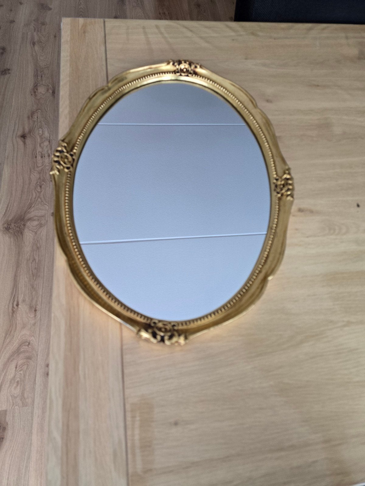 Gouden ovale spiegel met sierlijke lijst - 40x60 cm, Ophalen, Ovaal, Minder dan 50 cm, Minder dan 100 cm