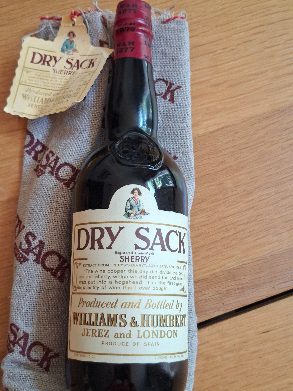 Vintage Dry Sack Sherry - Williams & Humbert, Ophalen of Verzenden, Gebruikt, Spanje, Overige typen