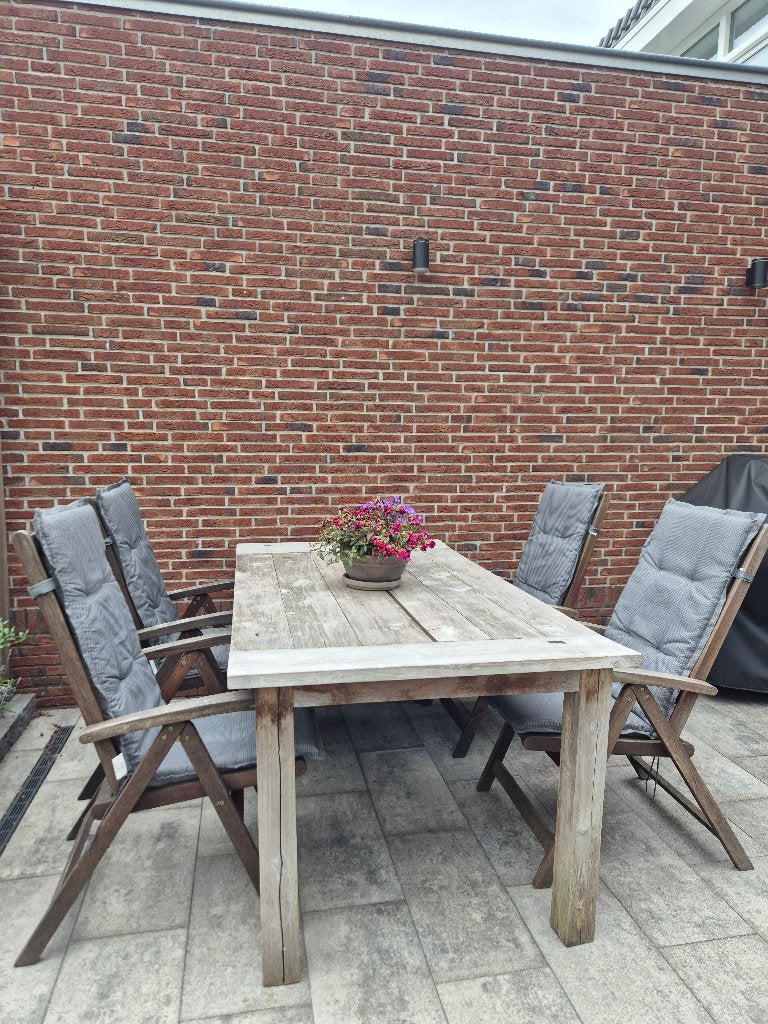4 tuinstoelen, Tuin en Terras, Tuinstoelen, Ophalen, Gebruikt, Hout, Verstelbaar