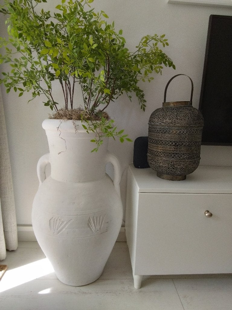 Grote witte stenen kruik., Huis en Inrichting, Ophalen, Gebruikt, Geschikt voor buiten, Wit
