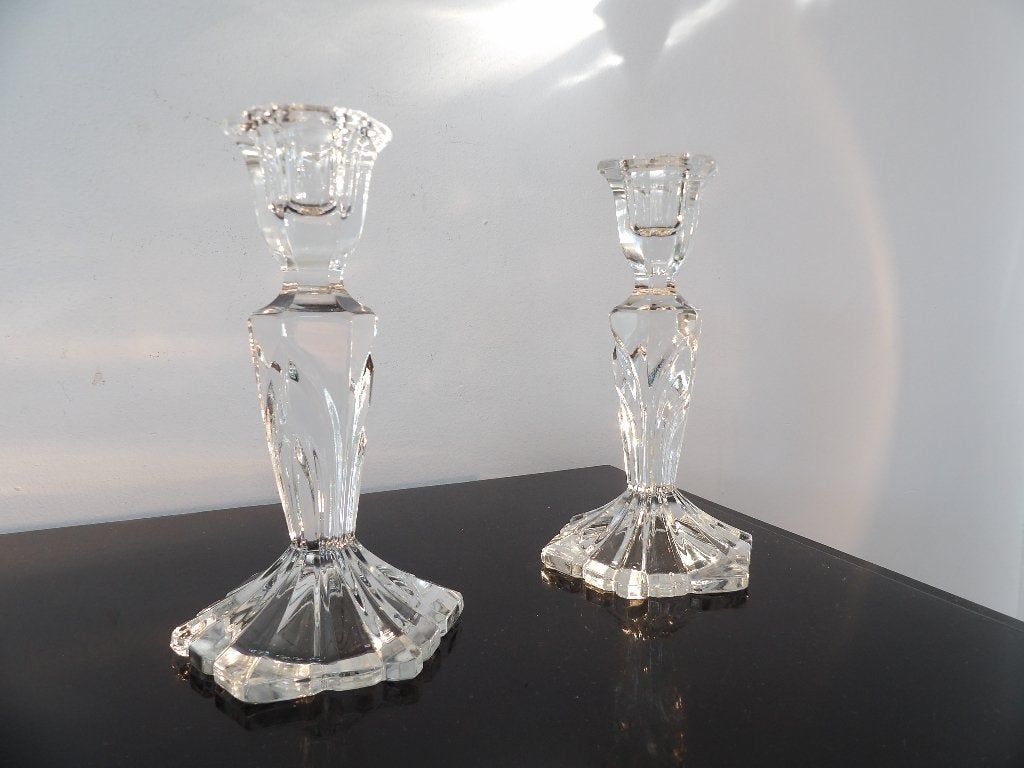 Art Deco Style Kandelaars Kristal, Ophalen of Verzenden, Kristal