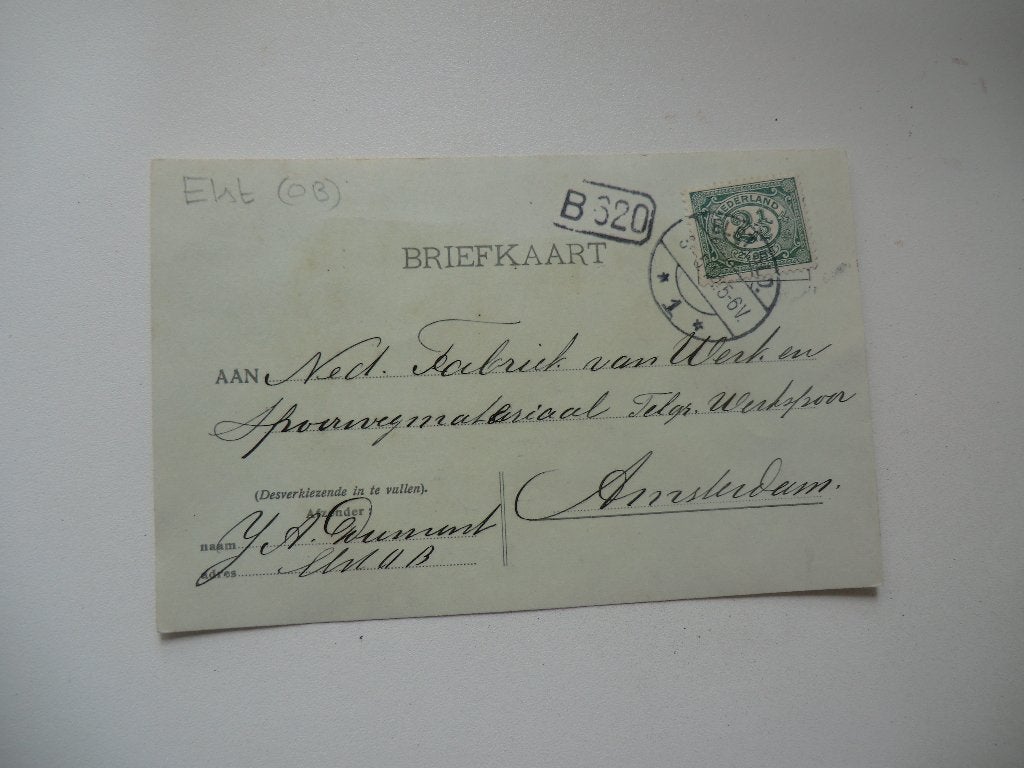 Elst (Gld),J.A. Dumont,Werkspoor Amsterdam,1914, Verzenden, Voor 1920, Gelopen, Gelderland