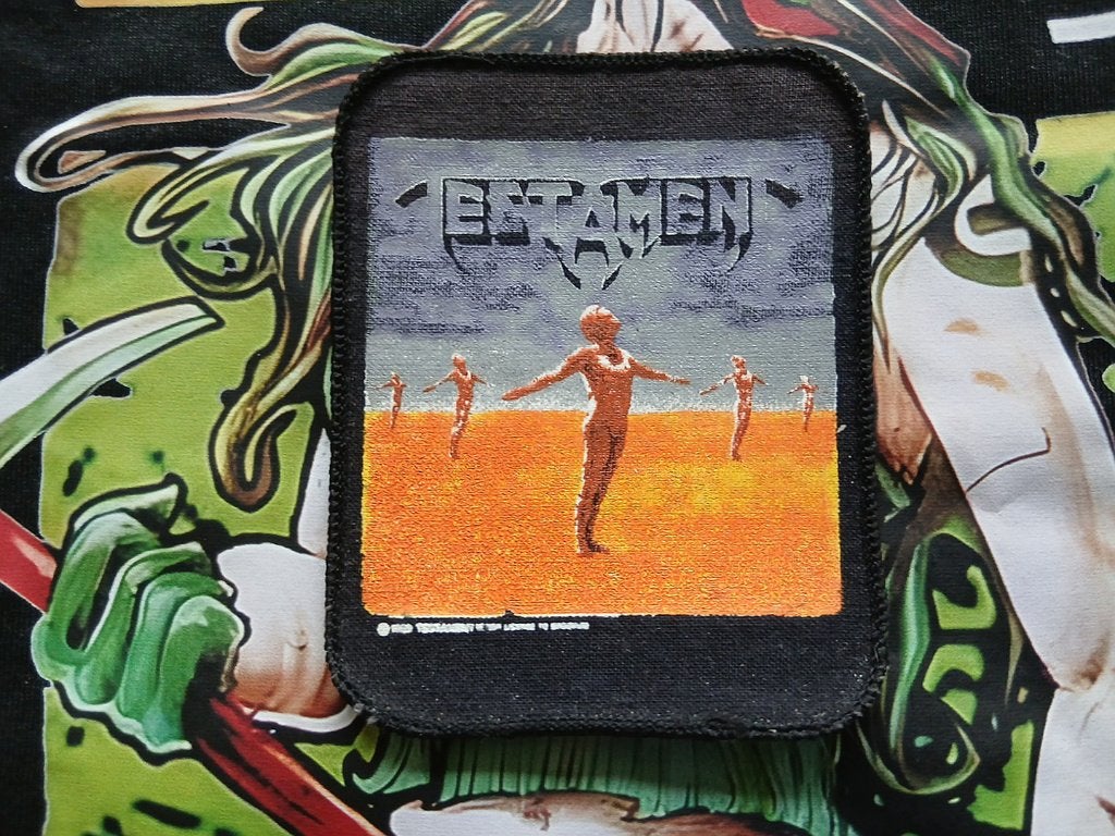 Testament zeldzame vintage 1989 Practice What You...patch t9, Verzamelen, Ophalen of Verzenden, Nieuw, Kleding