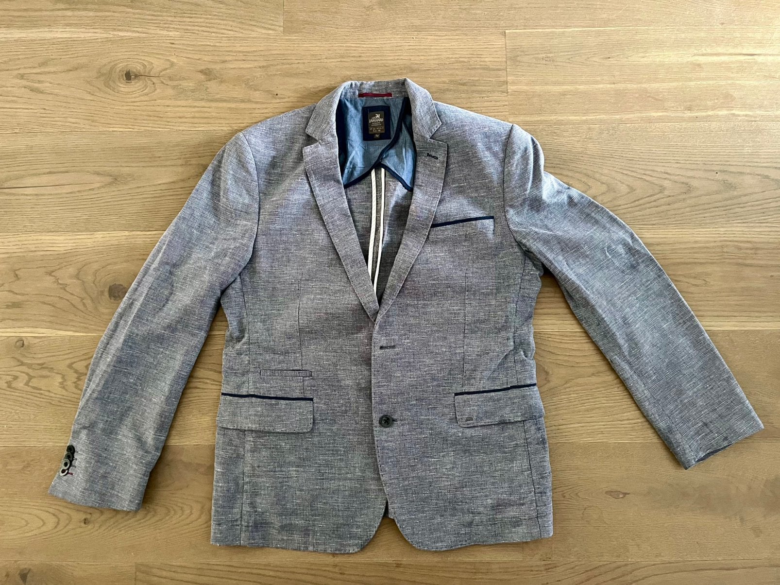 Vanguard blazer colbert gevoerd linnen en katoen maat 54, Ophalen of Verzenden, Zo goed als nieuw, Maat 52/54 (L), Blauw