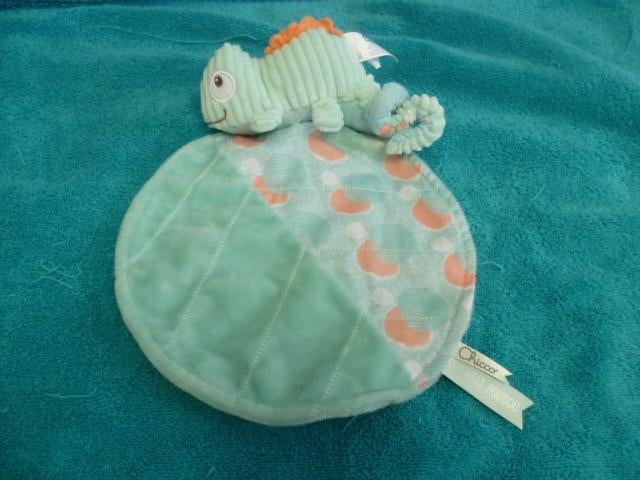 Groen velours/rib stof doekje kameleon v Chicco My sweet 2x, Kinderen en Baby's, Speelgoed | Knuffels en Pluche, Ophalen of Verzenden