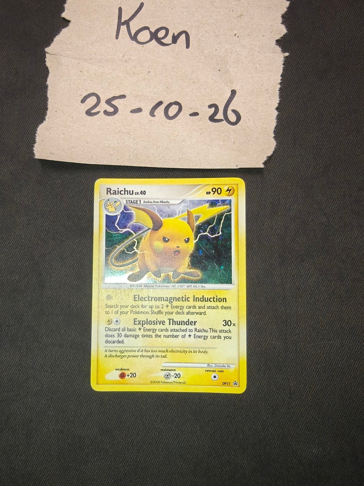Raichu DP21 Pokémon Kaart - Losse Kaart, Ophalen of Verzenden, Gebruikt, Losse kaart, Foil