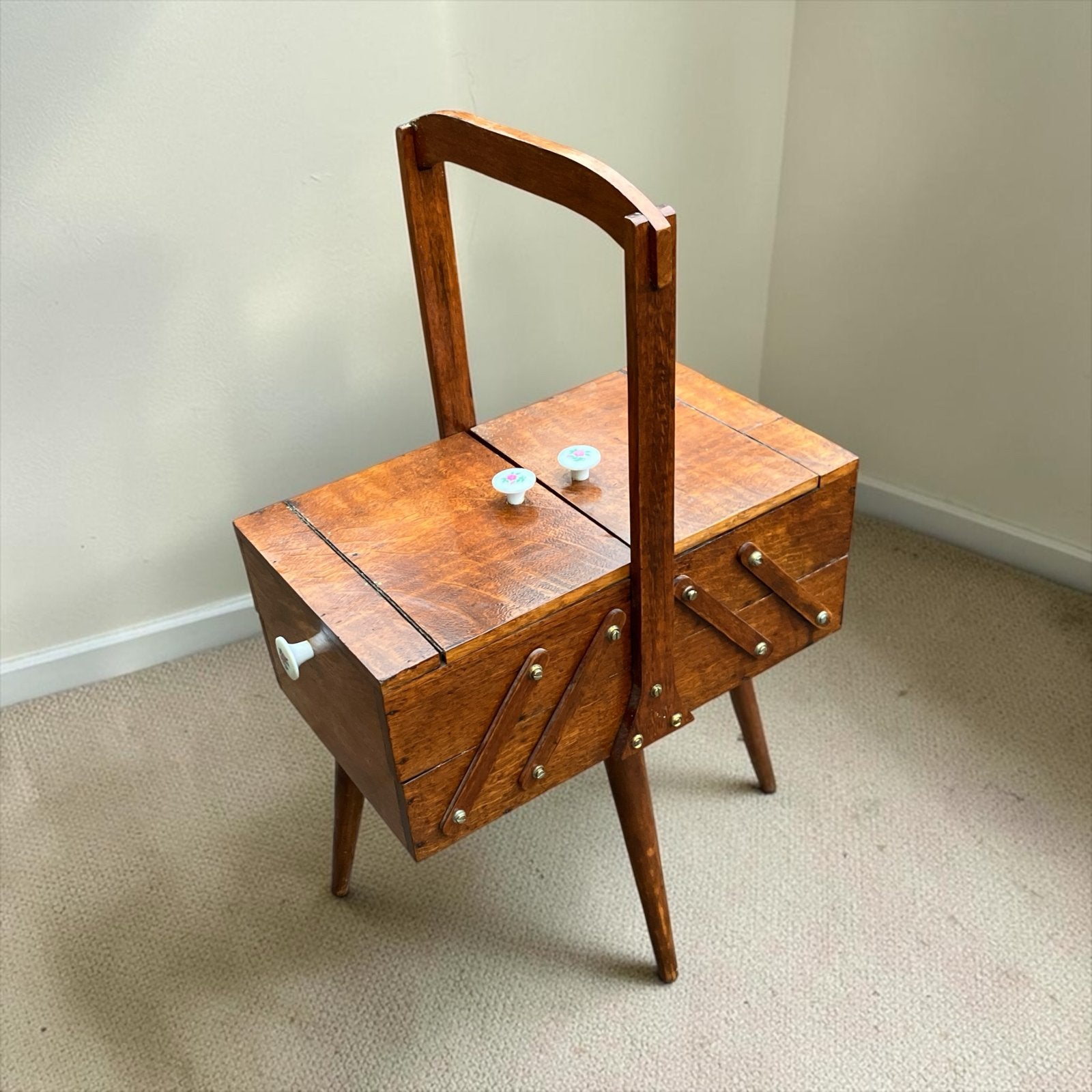 Vintage Naaikastje Jaren '50/'60 - Teak Look, Gebruikt, Huysmans, Ophalen of Verzenden, Huysmans