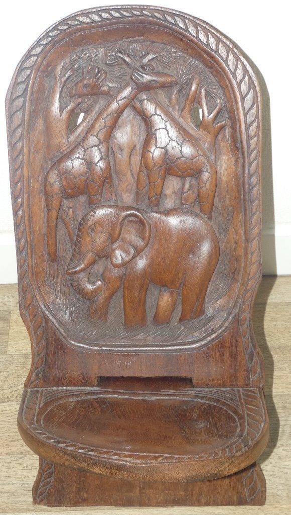 Afrikaans klapstoeltje-hout snijwerk [2058], Ophalen