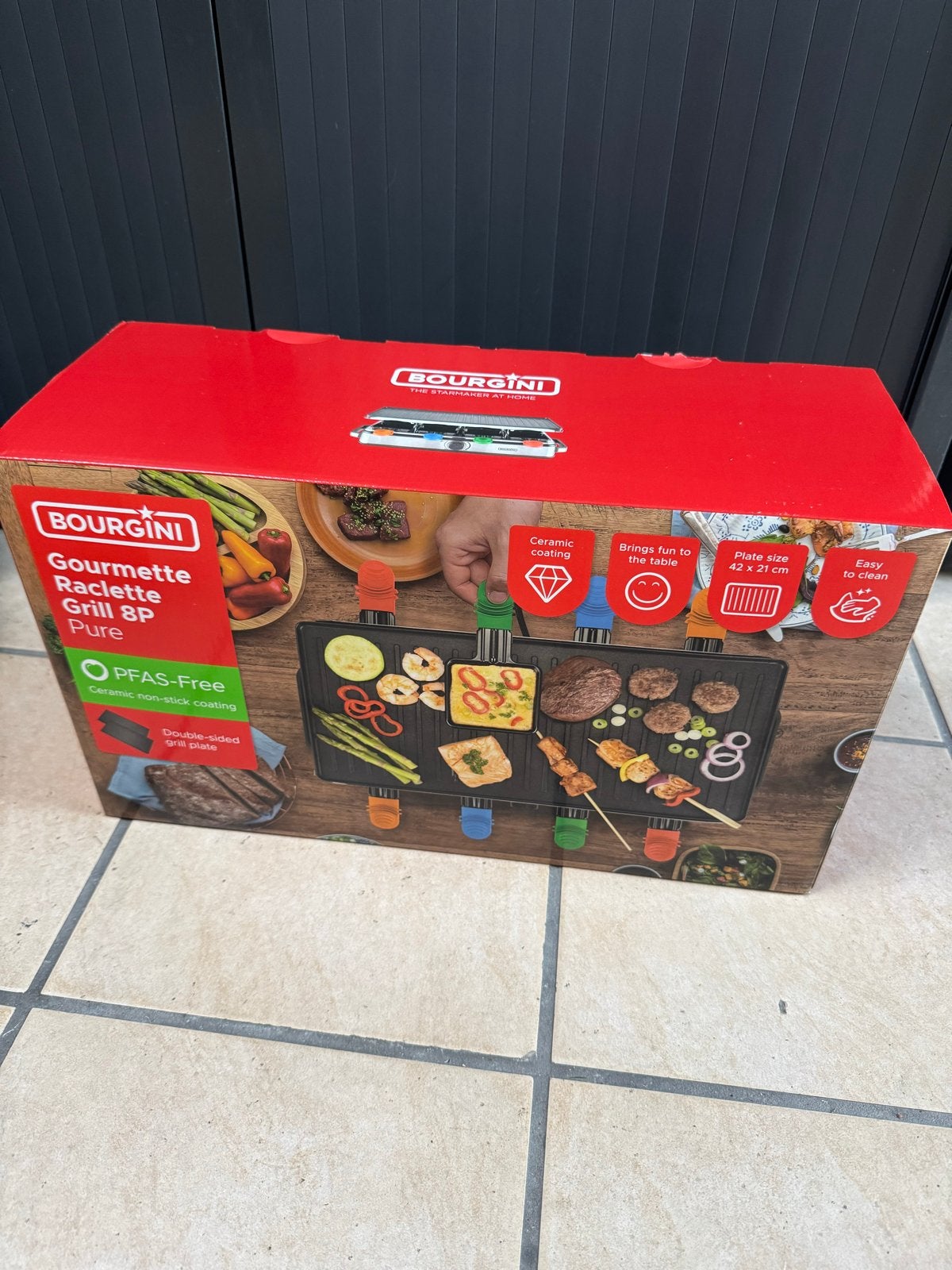 BOURGINI Gourmet Raclette Grill 8P Pure - Nieuw in doos, Ophalen of Verzenden, Nieuw, 8 personen of meer