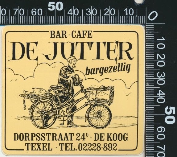 Sticker: Bar Cafe De Jutter - De Koog - Texel, Ophalen of Verzenden, Zo goed als nieuw, Bedrijf of Vereniging
