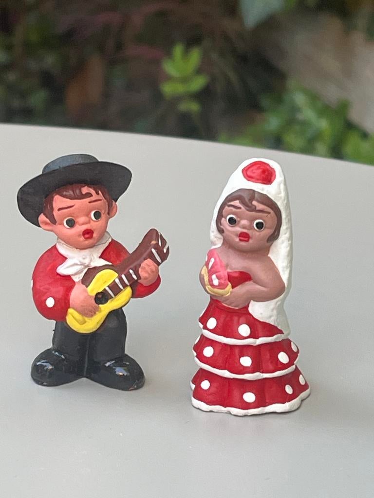 Vintage Spaanse beeldjes: Flamenco danser en gitarist, Ophalen of Verzenden, Zo goed als nieuw