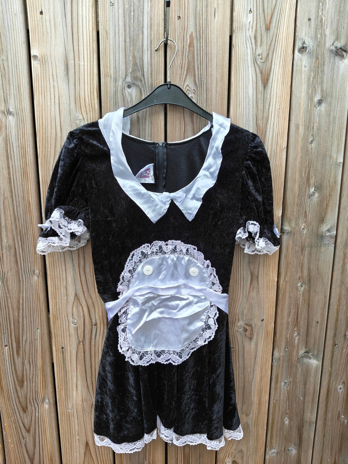 Zwart fluwelen dienstmeisjesjurk met witte schort, Maat 38/40 (M), Carnaval, Ophalen of Verzenden, Kleding
