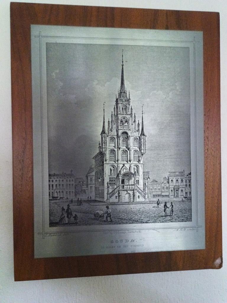 Gravure Stadhuis Gouda J.M. Kolb 1974 Goudse Verzekeringen, Antiek en Kunst, Ophalen