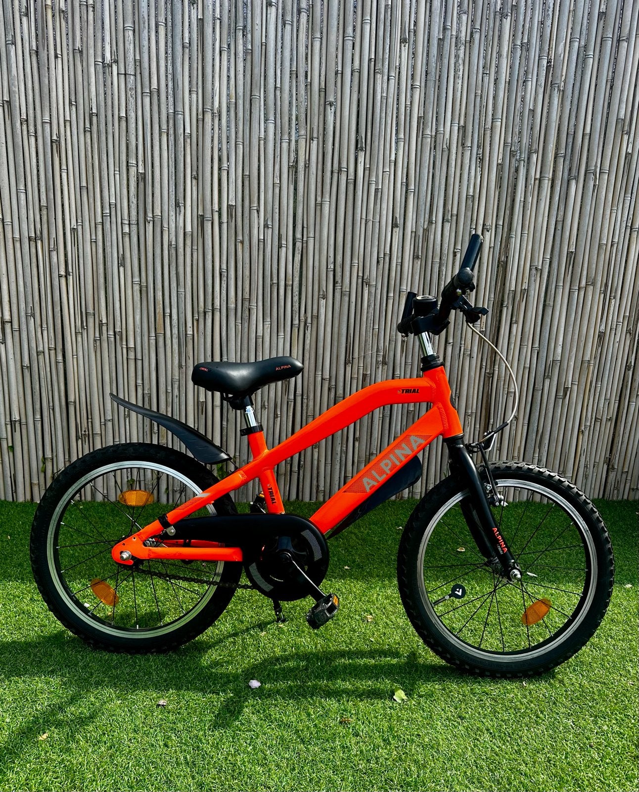 Alpina Trial Kinderfiets - Oranje, 18 inch, Fietsen en Brommers, Ophalen, Zo goed als nieuw, Velgrem, 16 tot 20 inch