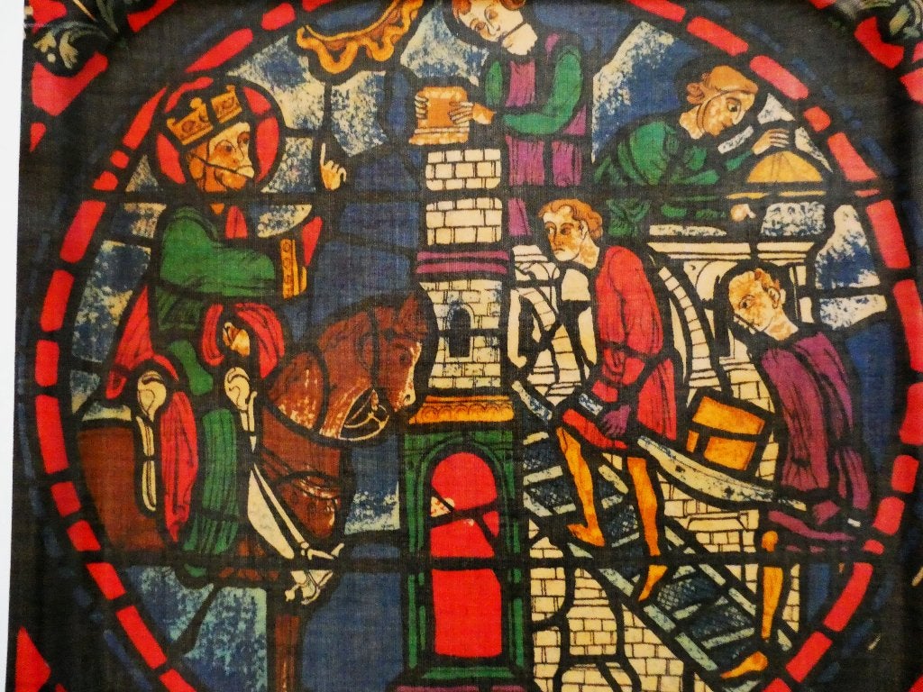 Dienblad glas in lood kerkraam van Karel De Grote Platex, Ophalen of Verzenden