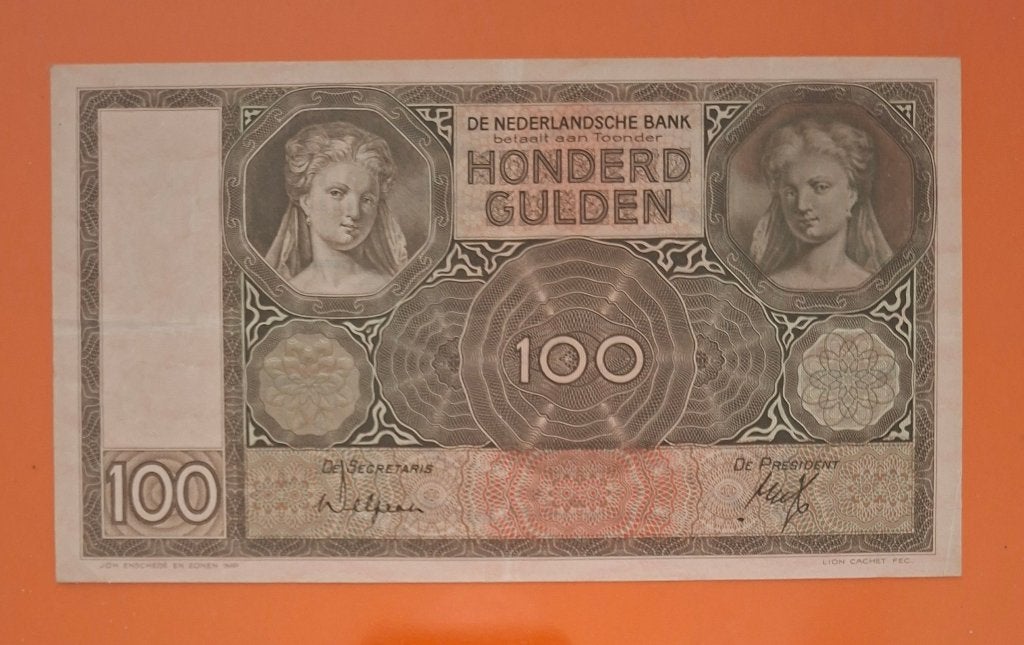 Bankbiljet 100 gulden 1932 Luitspelende vrouw, cat. PL97.b, Postzegels en Munten, Bankbiljetten | Nederland, Verzenden, 100 gulden