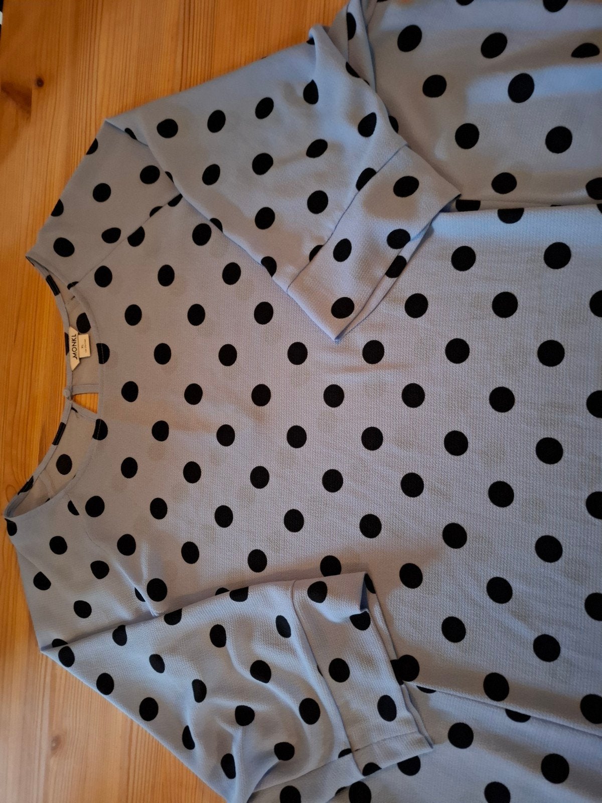 Leuke polkadot jurk Monki Xl., Ophalen of Verzenden, Zo goed als nieuw, Blauw, Jurk